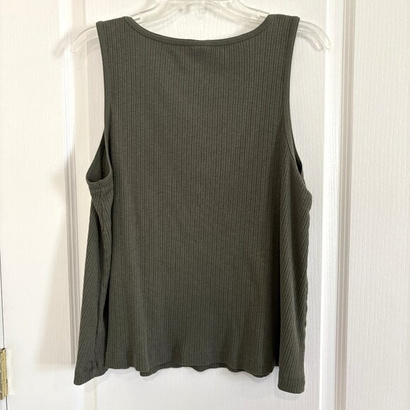 Old Navy Lace Up Rib Knit Swing Tank Top Sleeveless Olive Green Size XXL Petite - Picture 3 of 5